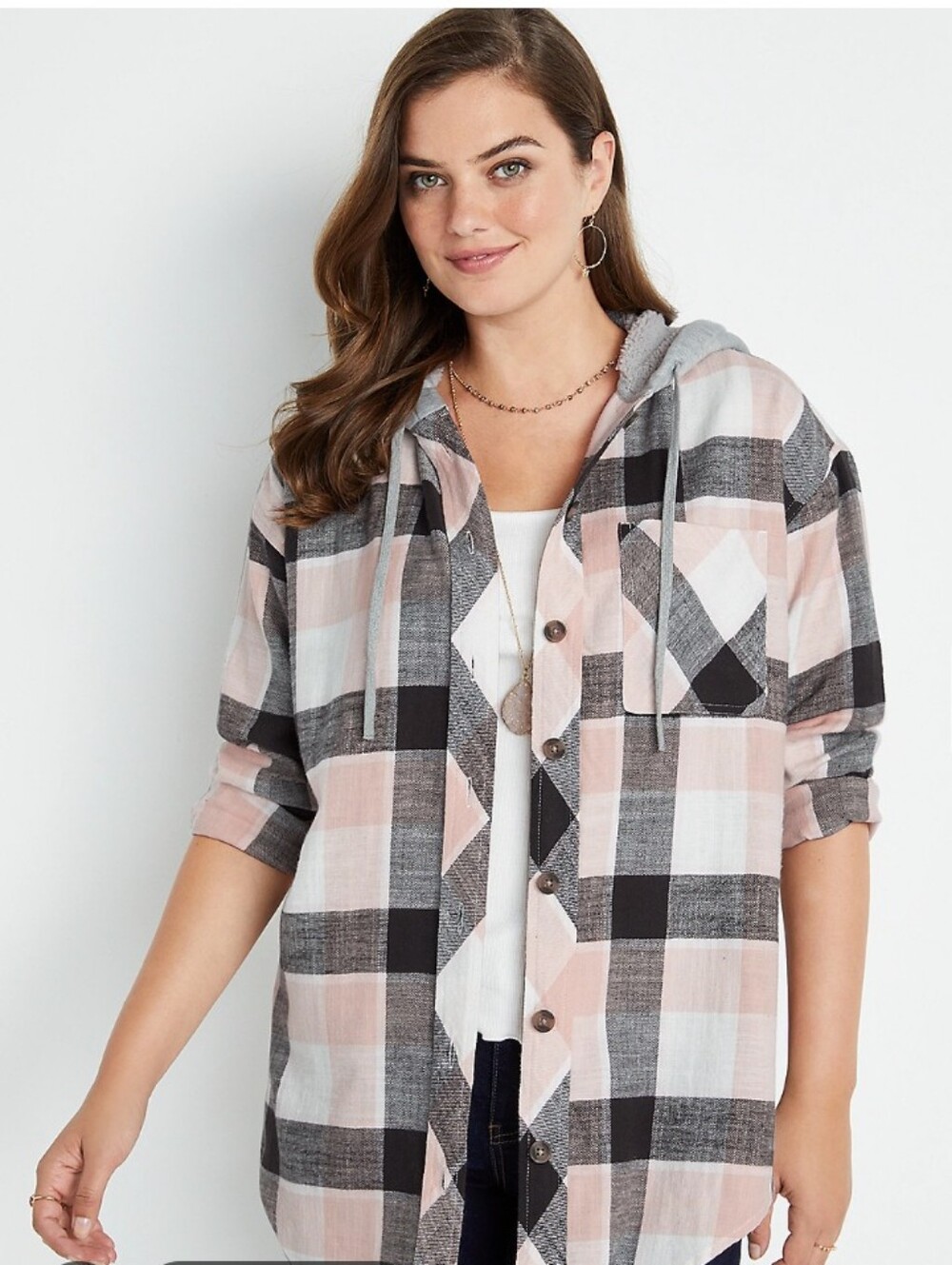 Maurices Hooded Flannel Top Sz XXL
